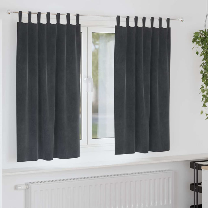 Mørklægningsgardiner 2 pcs Lysegrå 140 x 175 cm Fløjl