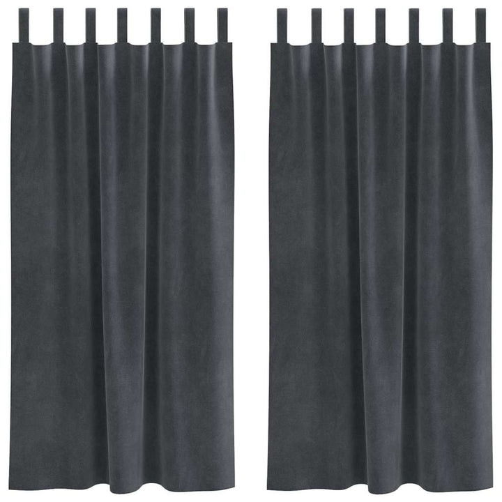 Mørklægningsgardiner 2 pcs Lysegrå 140 x 175 cm Fløjl