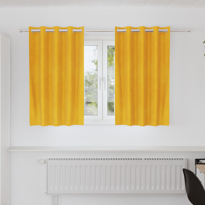 Gardiner 2 stk. Sennepsgul 140 x 140 cm Fløjl