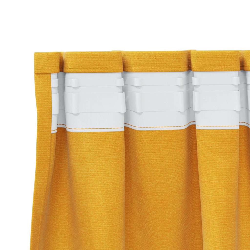 Mørklægningsgardiner 2 pcs Sennepsgul 140 x 140 cm Fløjl