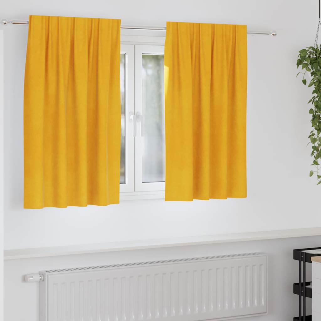 Mørklægningsgardiner 2 pcs Sennepsgul 140 x 140 cm Fløjl
