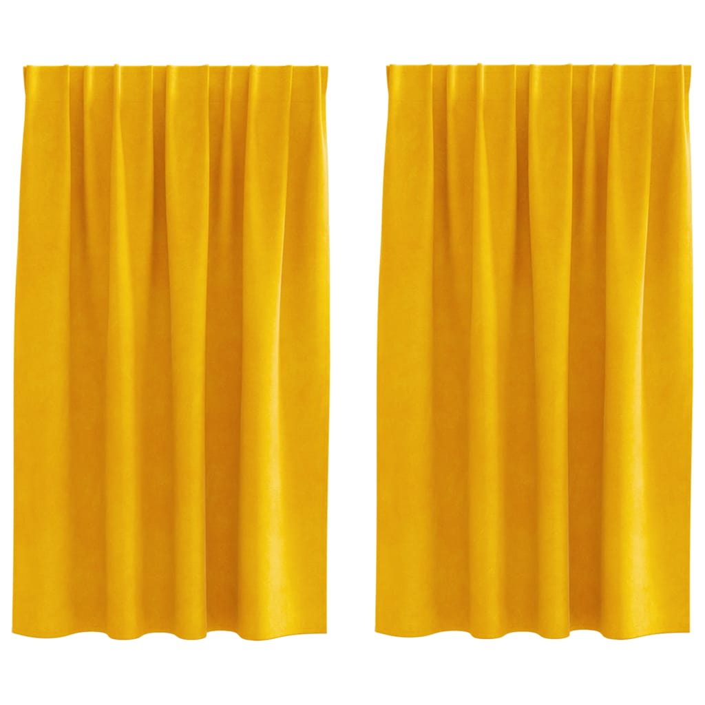 Mørklægningsgardiner 2 pcs Sennepsgul 140 x 140 cm Fløjl