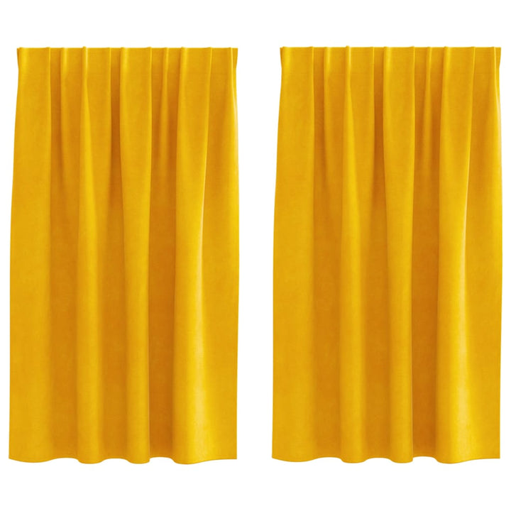 Mørklægningsgardiner 2 pcs Sennepsgul 140 x 140 cm Fløjl