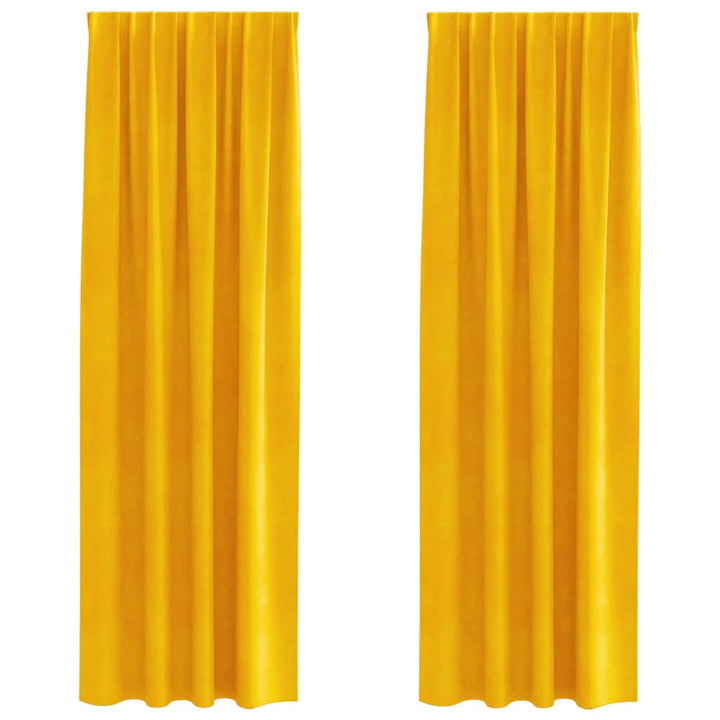 Mørklægningsgardiner 2 pcs Sennepsgul 140 x 260 cm Fløjl