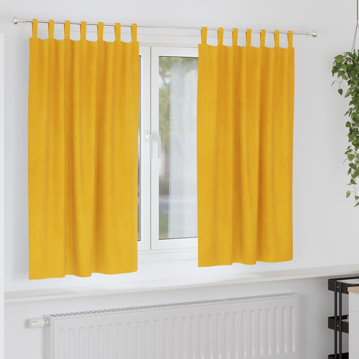 Mørklægningsgardiner 2 pcs Sennepsgul 140 x 175 cm Fløjl