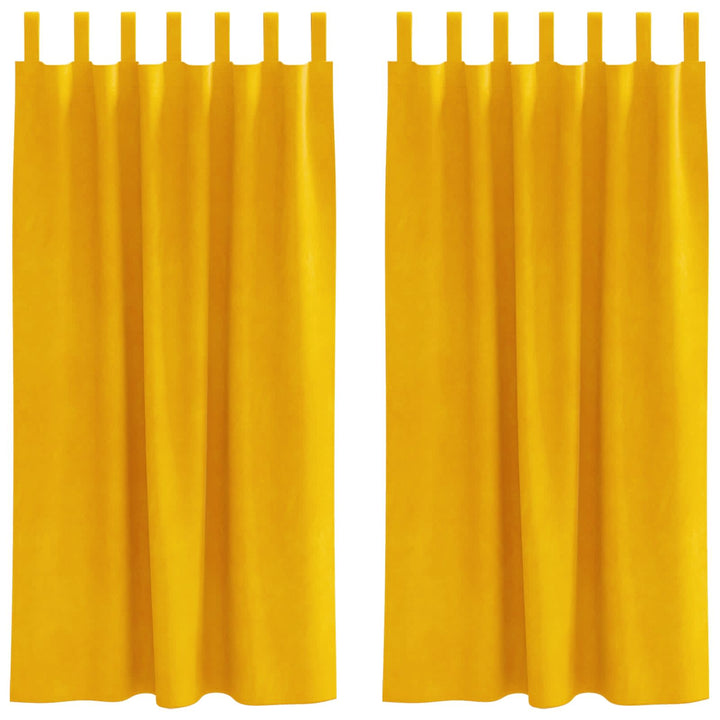 Mørklægningsgardiner 2 pcs Sennepsgul 140 x 175 cm Fløjl