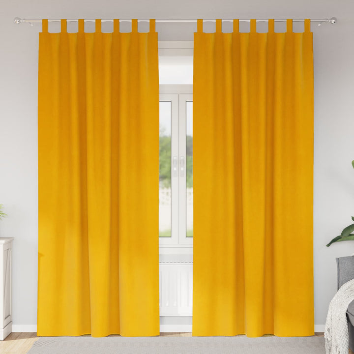 Mørklægningsgardiner 2 pcs Sennepsgul 140 x 245 cm Fløjl