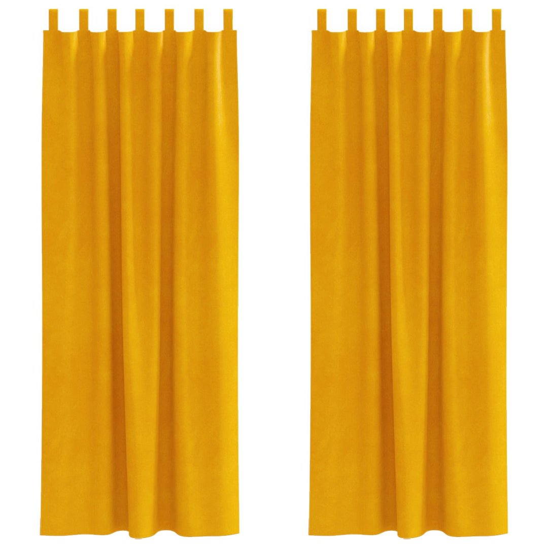 Mørklægningsgardiner 2 pcs Sennepsgul 140 x 245 cm Fløjl