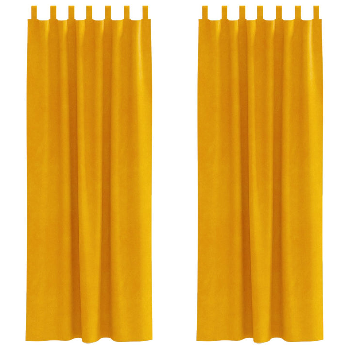 Mørklægningsgardiner 2 pcs Sennepsgul 140 x 245 cm Fløjl