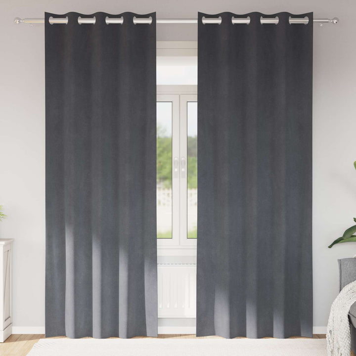 Mørklægningsgardiner 2 pcs Lysegrå 140 x 225 cm Fløjl