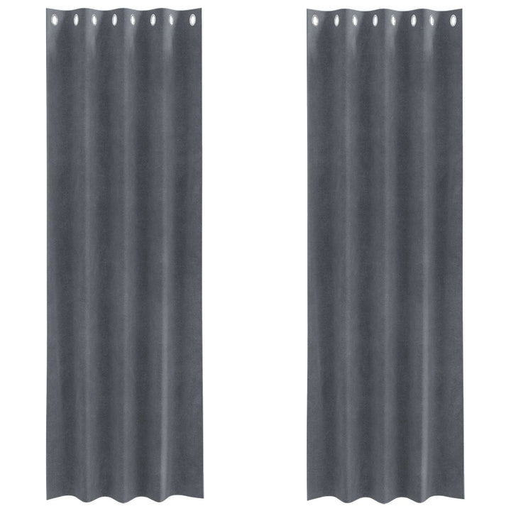 Mørklægningsgardiner 2 pcs Lysegrå 140 x 225 cm Fløjl