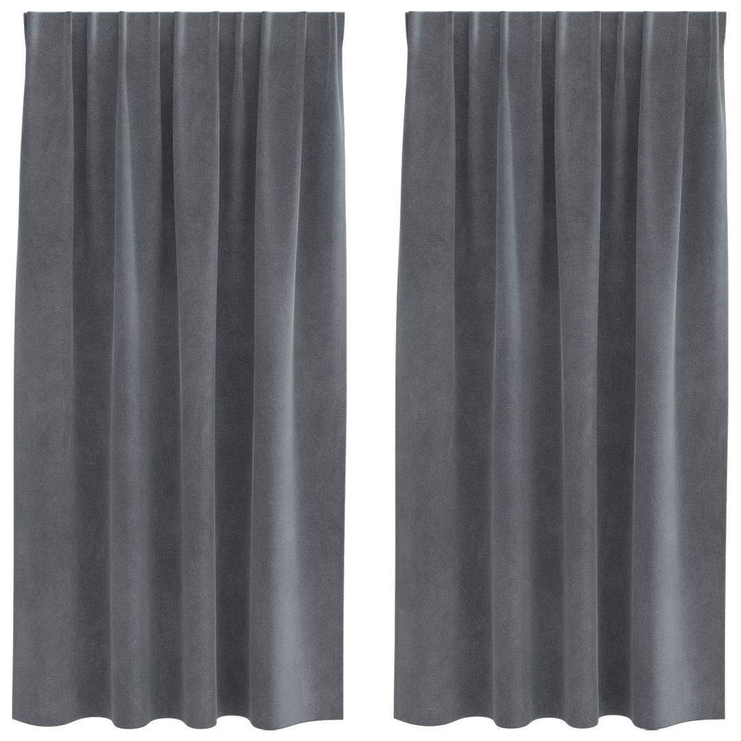 Mørklægningsgardiner 2 pcs Lysegrå 140 x 175 cm Fløjl