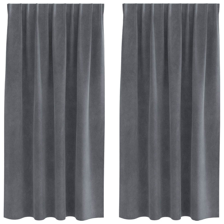 Mørklægningsgardiner 2 pcs Lysegrå 140 x 175 cm Fløjl