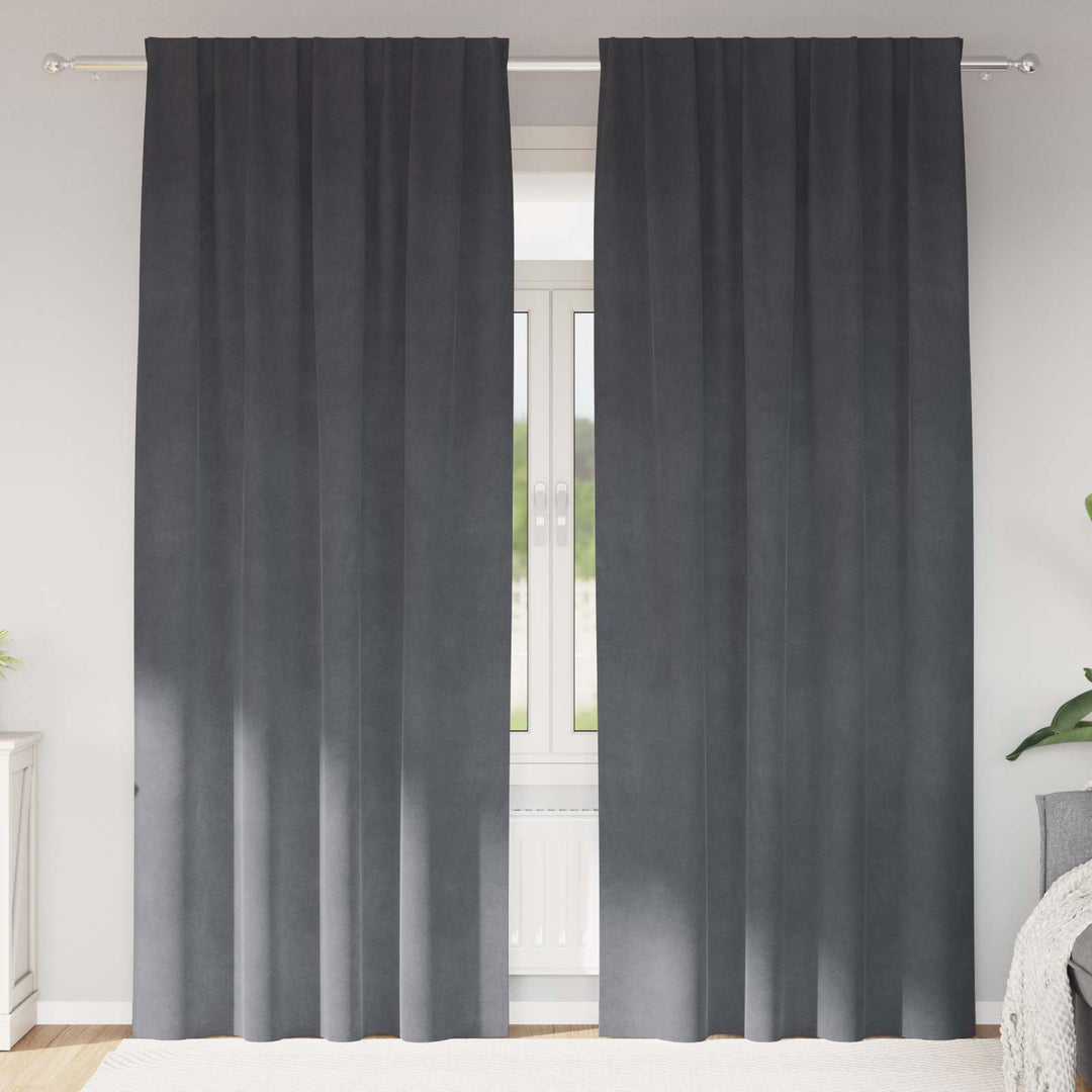 Mørklægningsgardiner 2 pcs Lysegrå 140 x 225 cm Fløjl