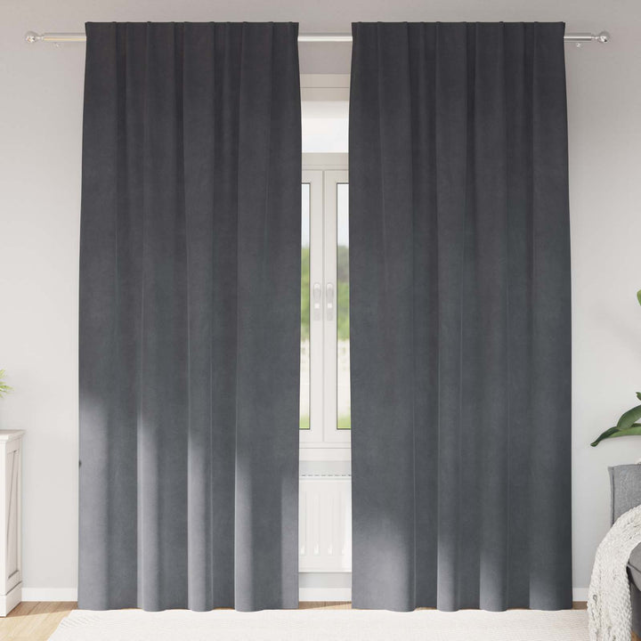 Mørklægningsgardiner 2 pcs Lysegrå 140 x 225 cm Fløjl