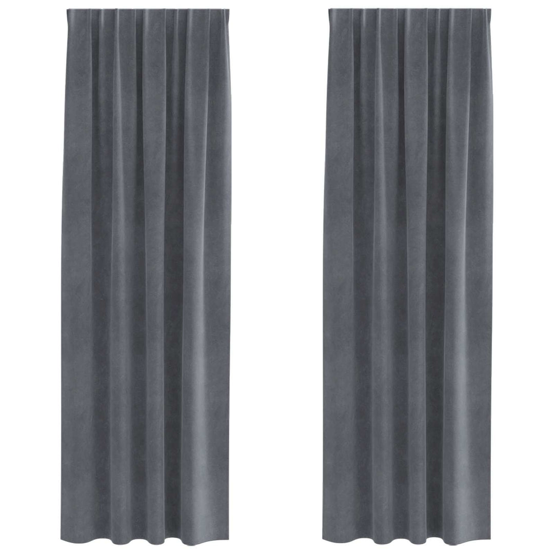 Mørklægningsgardiner 2 pcs Lysegrå 140 x 225 cm Fløjl