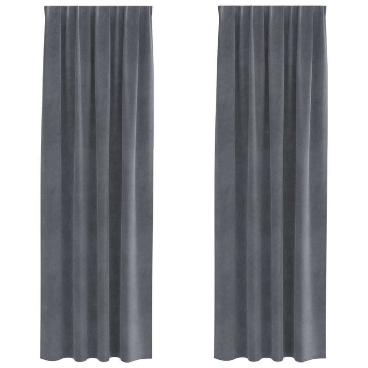 Mørklægningsgardiner 2 pcs Lysegrå 140 x 225 cm Fløjl