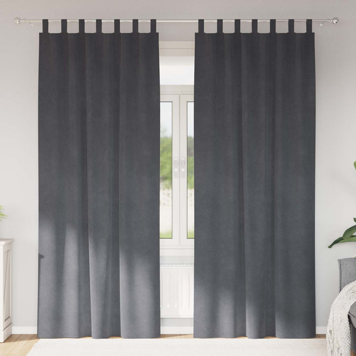 Mørklægningsgardiner 2 pcs Lysegrå 140 x 260 cm Fløjl