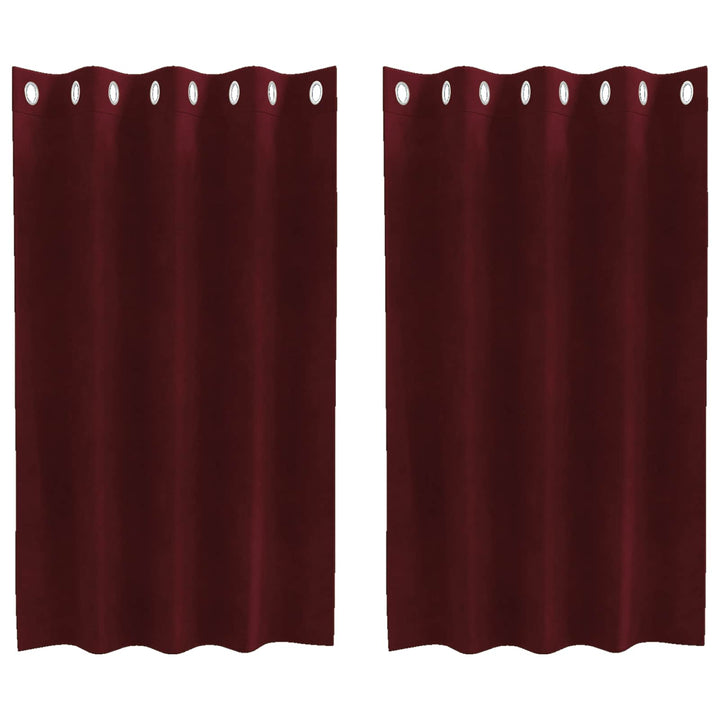 Mørklægningsgardiner 2 pcs Vinrød 140 x 140 cm Fløjl