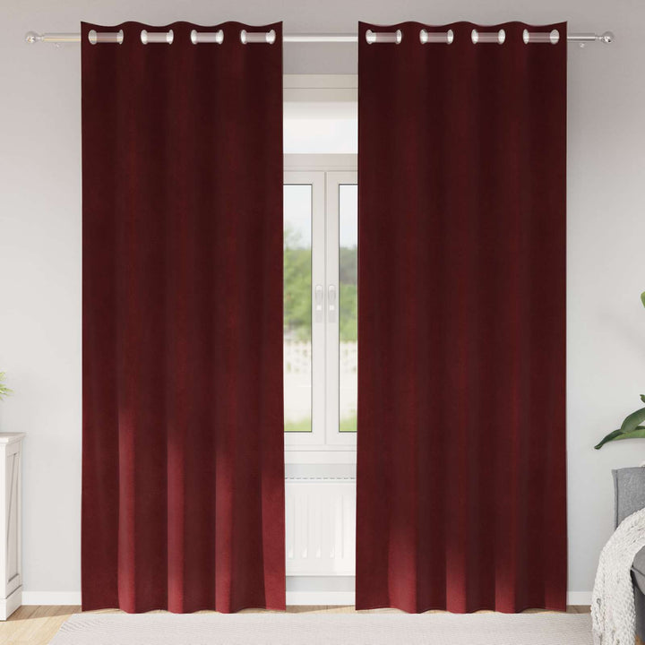 Mørklægningsgardiner 2 pcs Vinrød 140 x 260 cm Fløjl