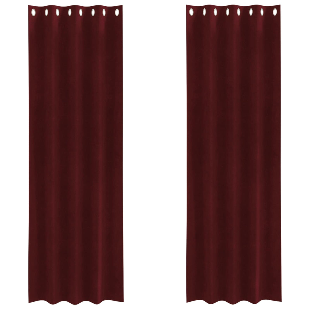 Mørklægningsgardiner 2 pcs Vinrød 140 x 260 cm Fløjl