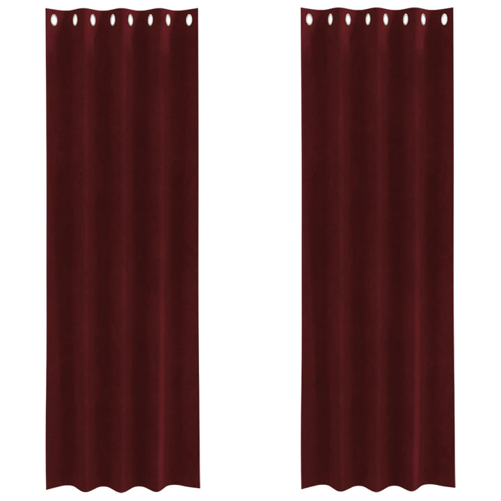 Mørklægningsgardiner 2 pcs Vinrød 140 x 260 cm Fløjl