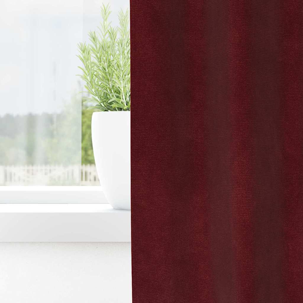 Mørklægningsgardiner 2 pcs Vinrød 140 x 140 cm Fløjl