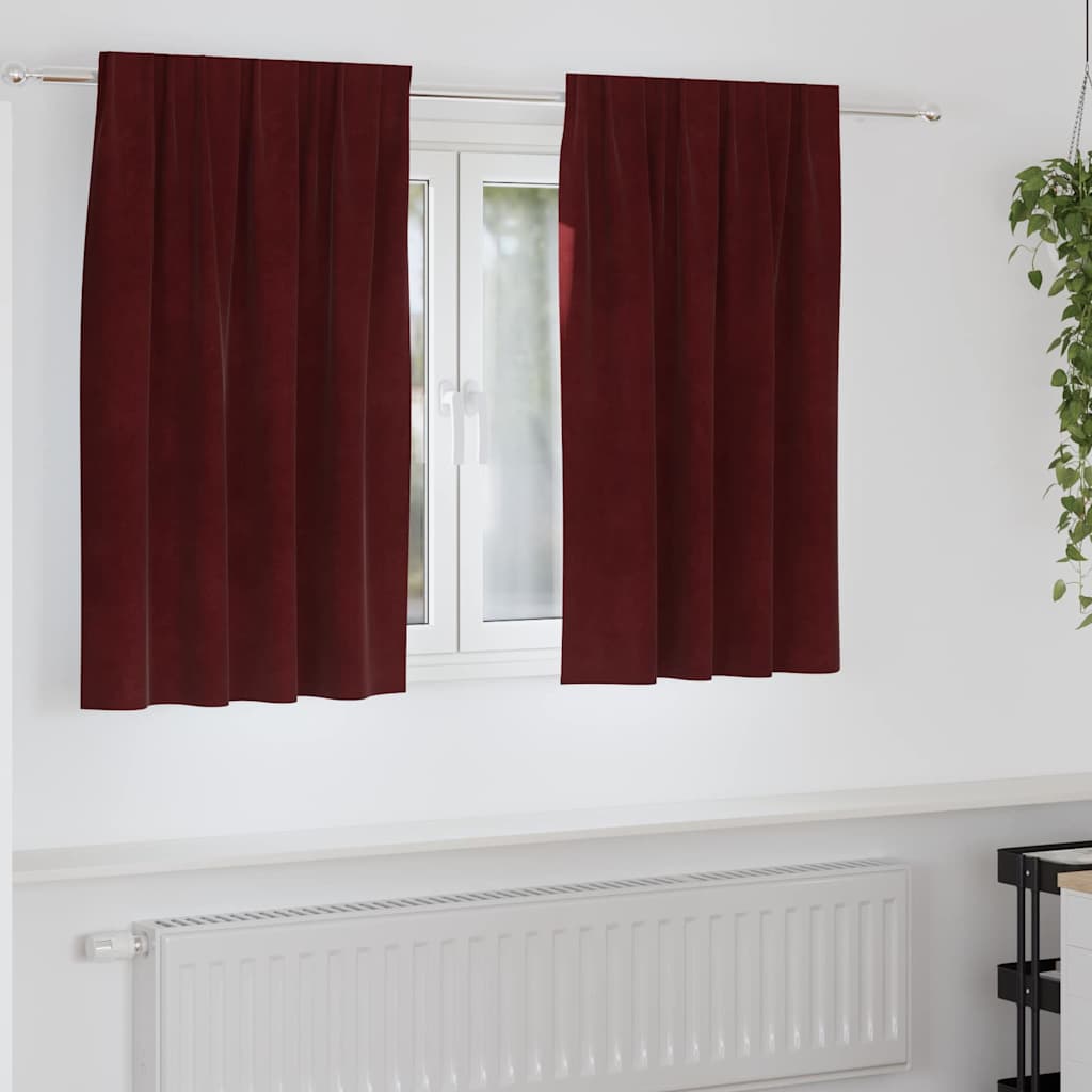 Mørklægningsgardiner 2 pcs Vinrød 140 x 140 cm Fløjl