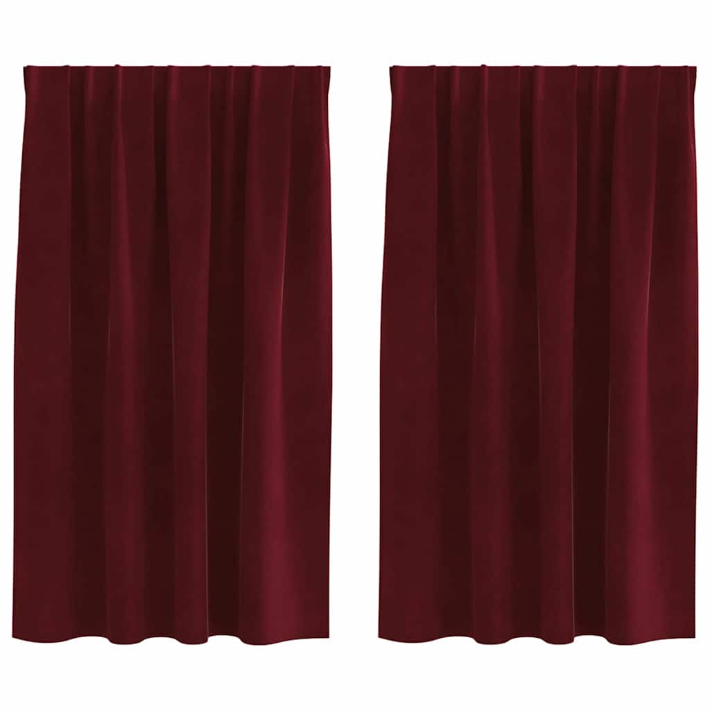 Mørklægningsgardiner 2 pcs Vinrød 140 x 140 cm Fløjl