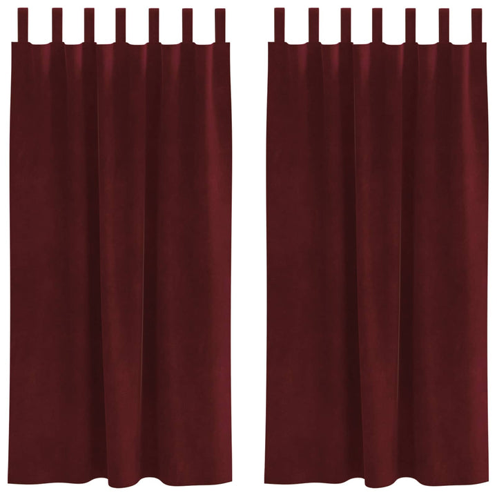 Mørklægningsgardiner 2 pcs Vinrød 140 x 175 cm Fløjl