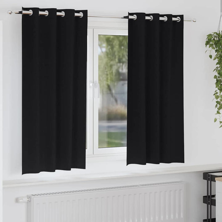 Mørklægningsgardiner med ringe 2 pcs Sort 175 x 140 cm