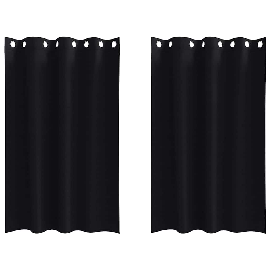 Mørklægningsgardiner med ringe 2 pcs Sort 175 x 140 cm