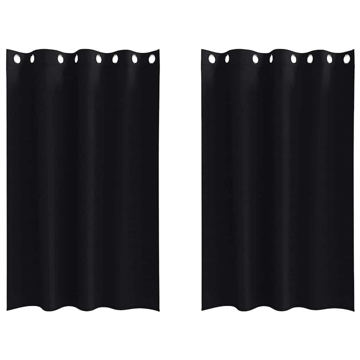 Mørklægningsgardiner med ringe 2 pcs Sort 175 x 140 cm