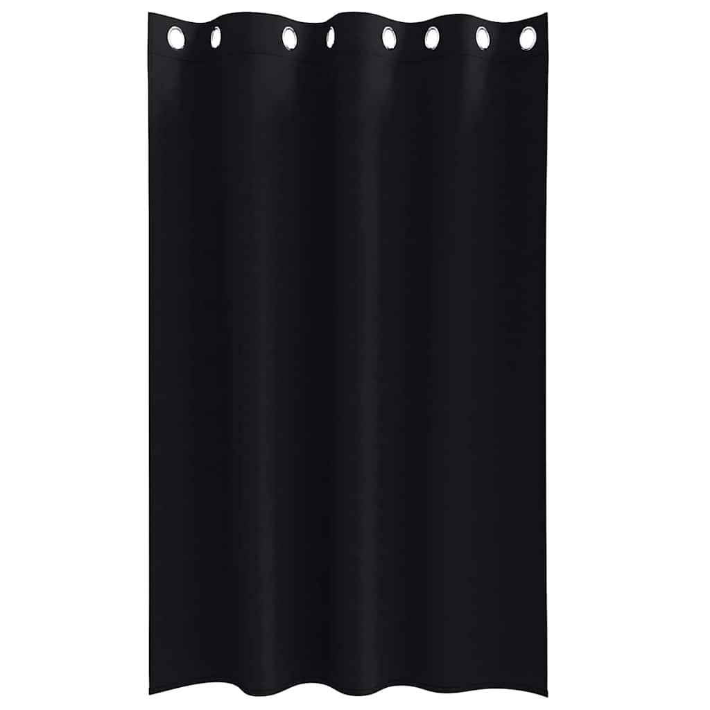 Mørklægningsgardiner med ringe 2 pcs Sort 175 x 140 cm