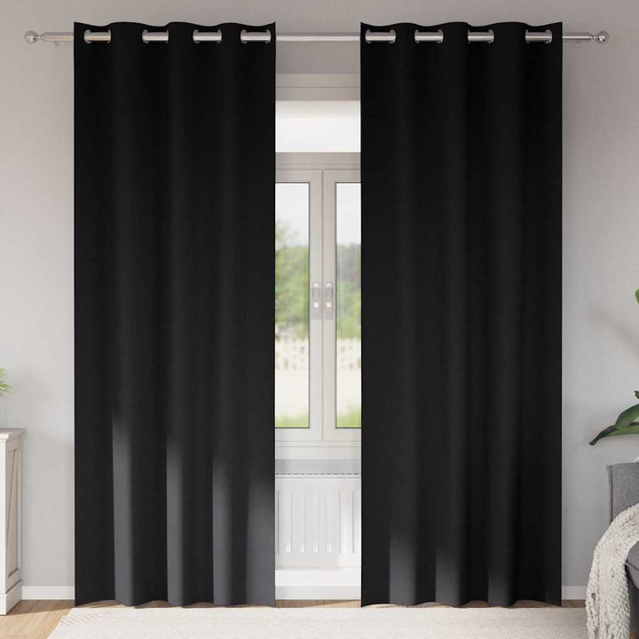 Mørklægningsgardiner med ringe 2 pcs Sort 245 x 140 cm