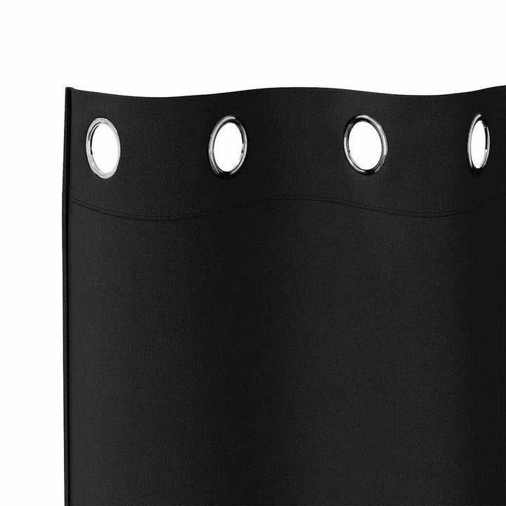 Mørklægningsgardiner med ringe 2 stk. Sort 260 x 140 cm