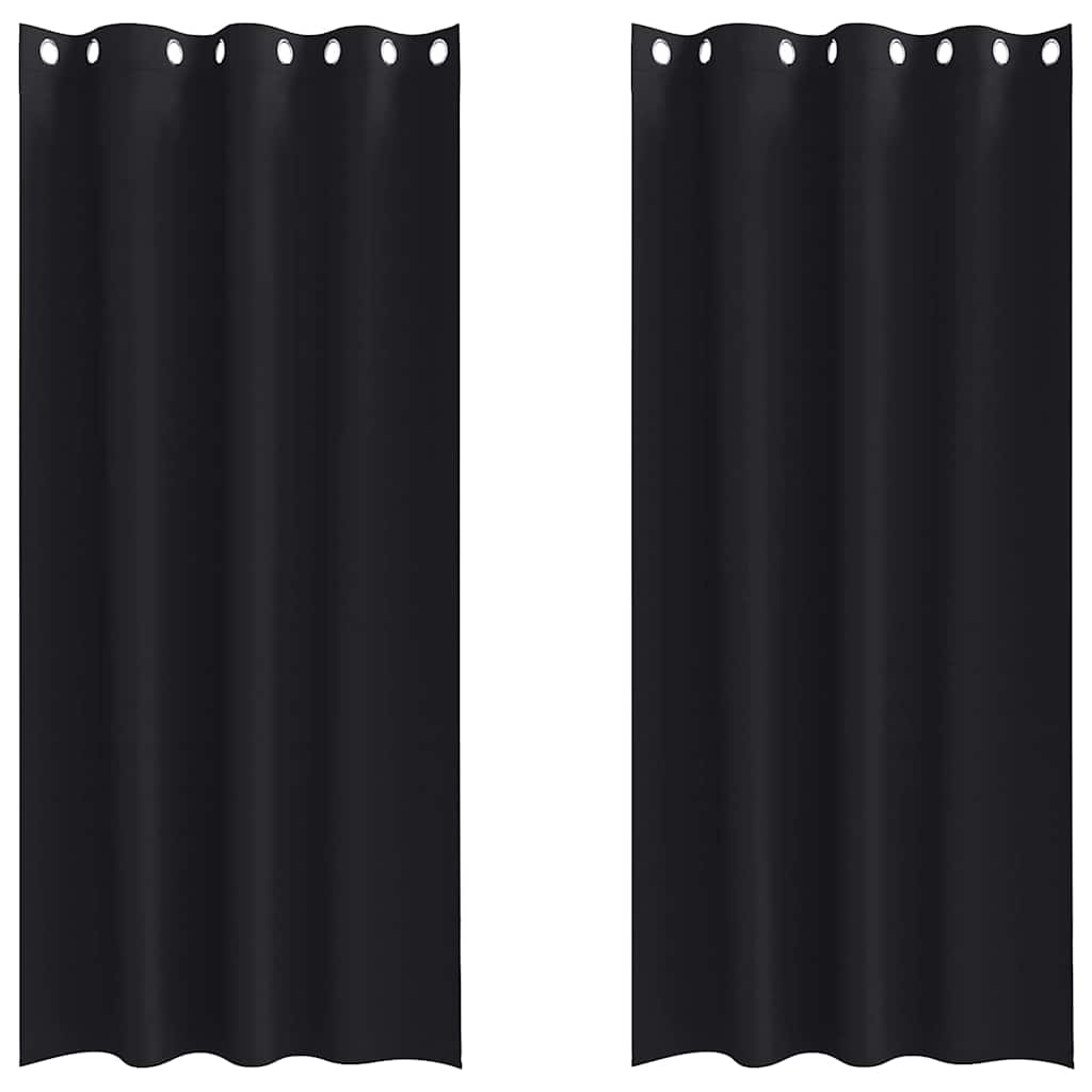 Mørklægningsgardiner med ringe 2 stk. Sort 260 x 140 cm
