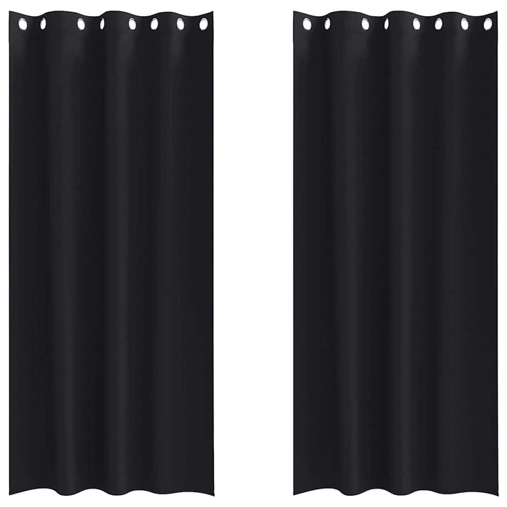 Mørklægningsgardiner med ringe 2 stk. Sort 260 x 140 cm