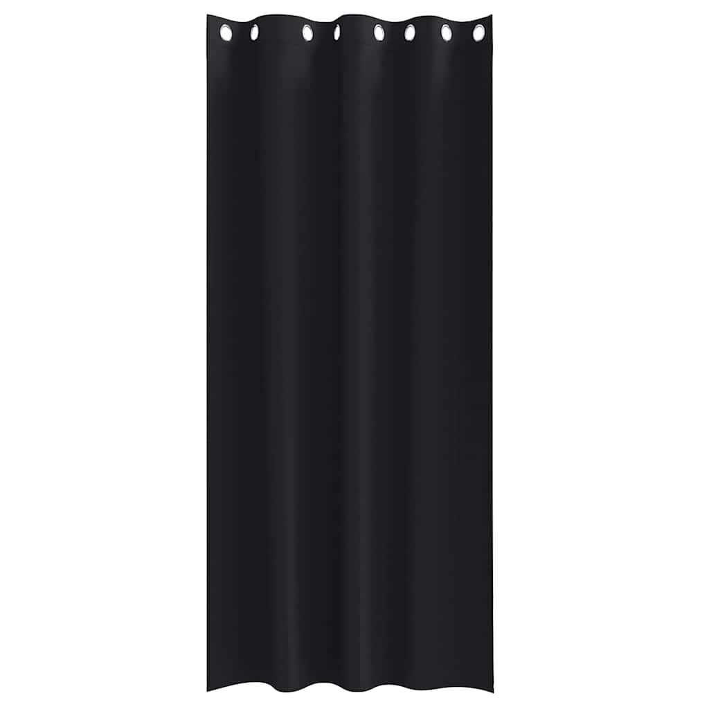Mørklægningsgardiner med ringe 2 stk. Sort 260 x 140 cm