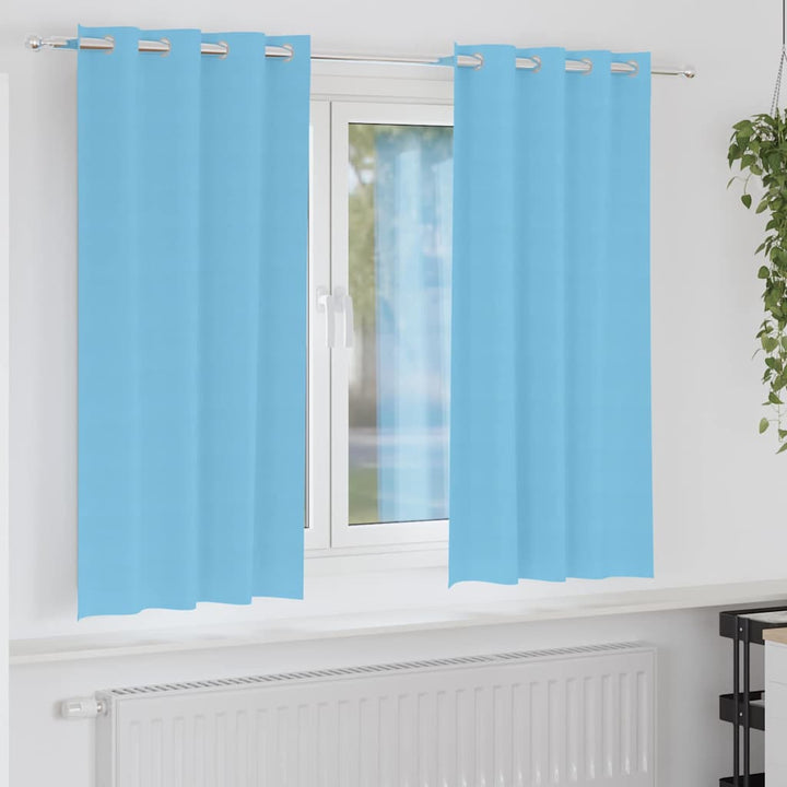 Mørklægningsgardiner med ringe 2 stk. Lyseblå 175 x 140 cm