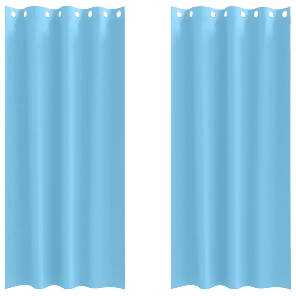Mørklægningsgardiner med ringe 2 stk. Lyseblå 225 x 140 cm