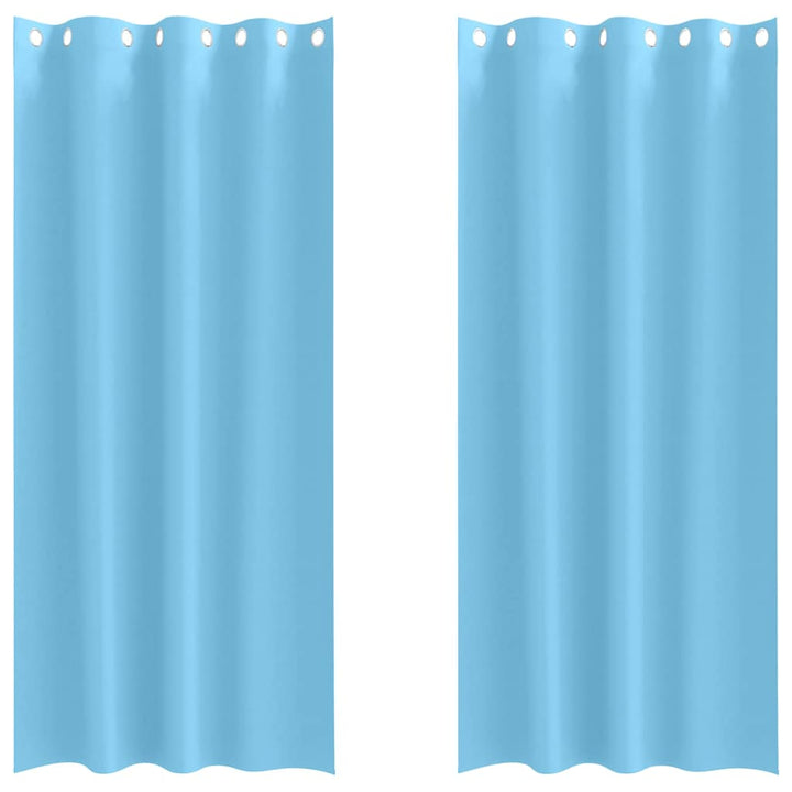 Mørklægningsgardiner med ringe 2 stk. Lyseblå 225 x 140 cm