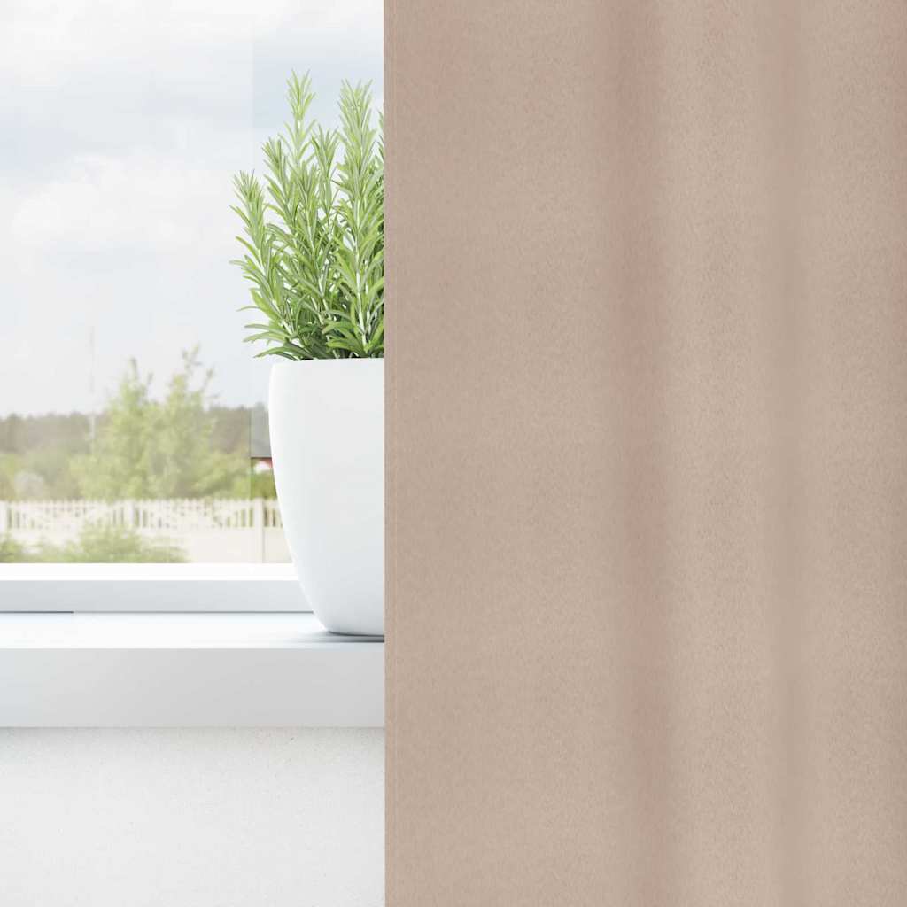 Mørklægningsgardiner med ringe 2 stk. Gråbrun 225 x 140 cm