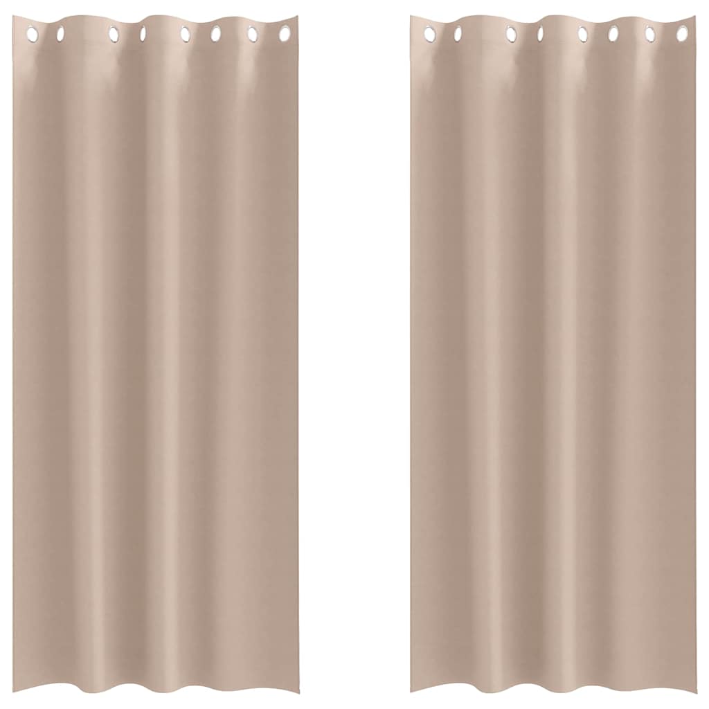 Mørklægningsgardiner med ringe 2 stk. Gråbrun 225 x 140 cm