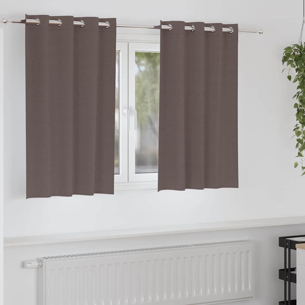 Mørklægningsgardiner med ringe 2 stk. Mørk Brun 140 x 140 cm