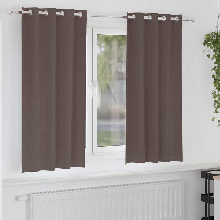 Mørklægningsgardiner med ringe 2 stk. Mørk Brun 175 x 140 cm
