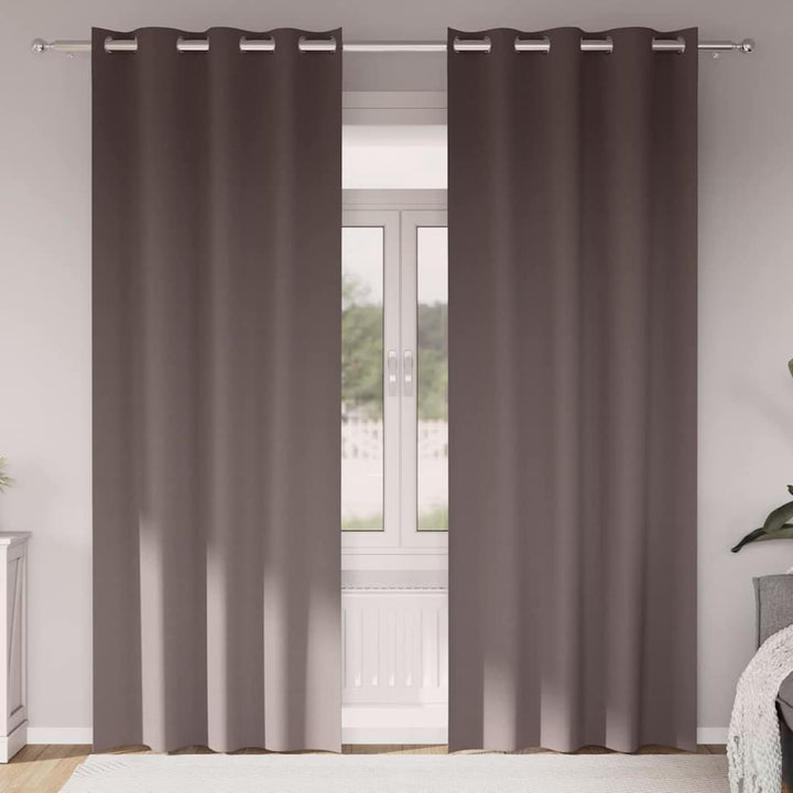 Mørklægningsgardiner med ringe 2 stk. Mørk Brun 225 x 140 cm