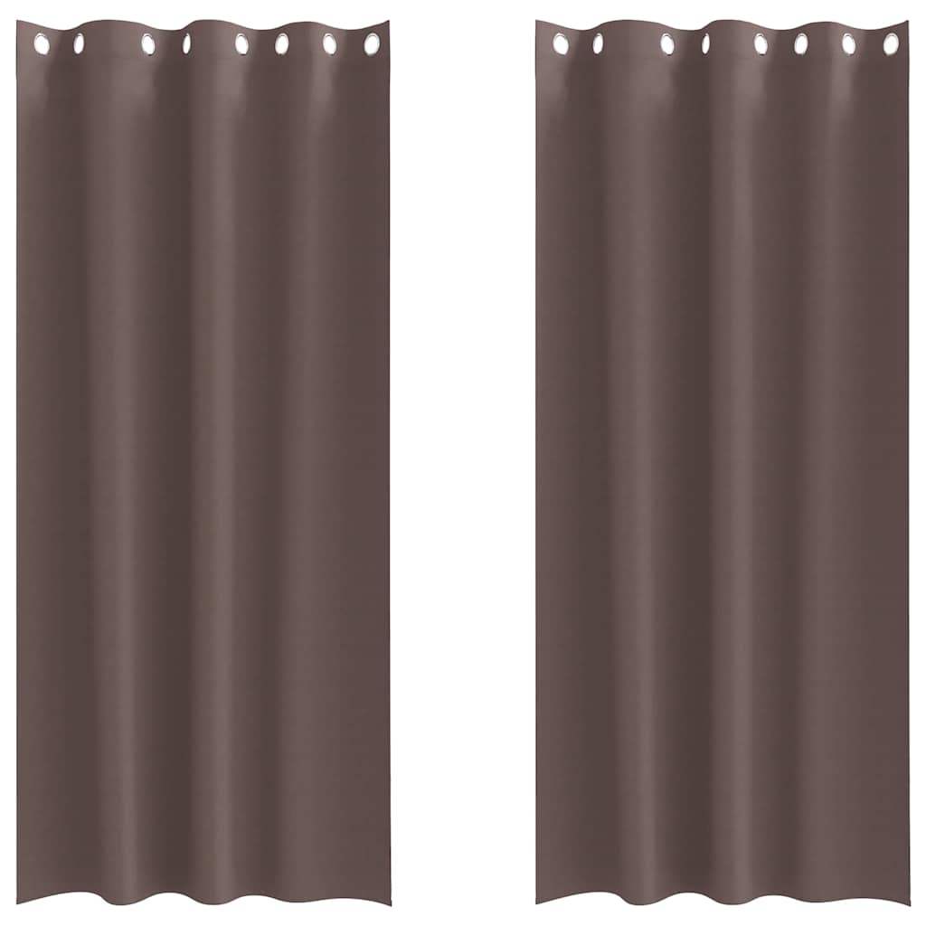 Mørklægningsgardiner med ringe 2 stk. Mørk Brun 225 x 140 cm