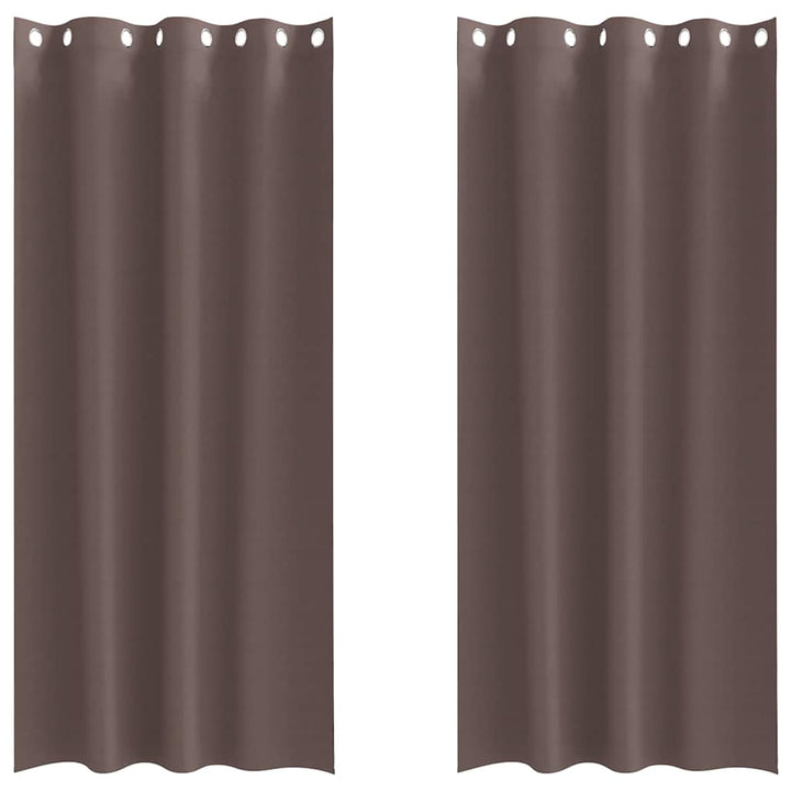 Mørklægningsgardiner med ringe 2 stk. Mørk Brun 225 x 140 cm