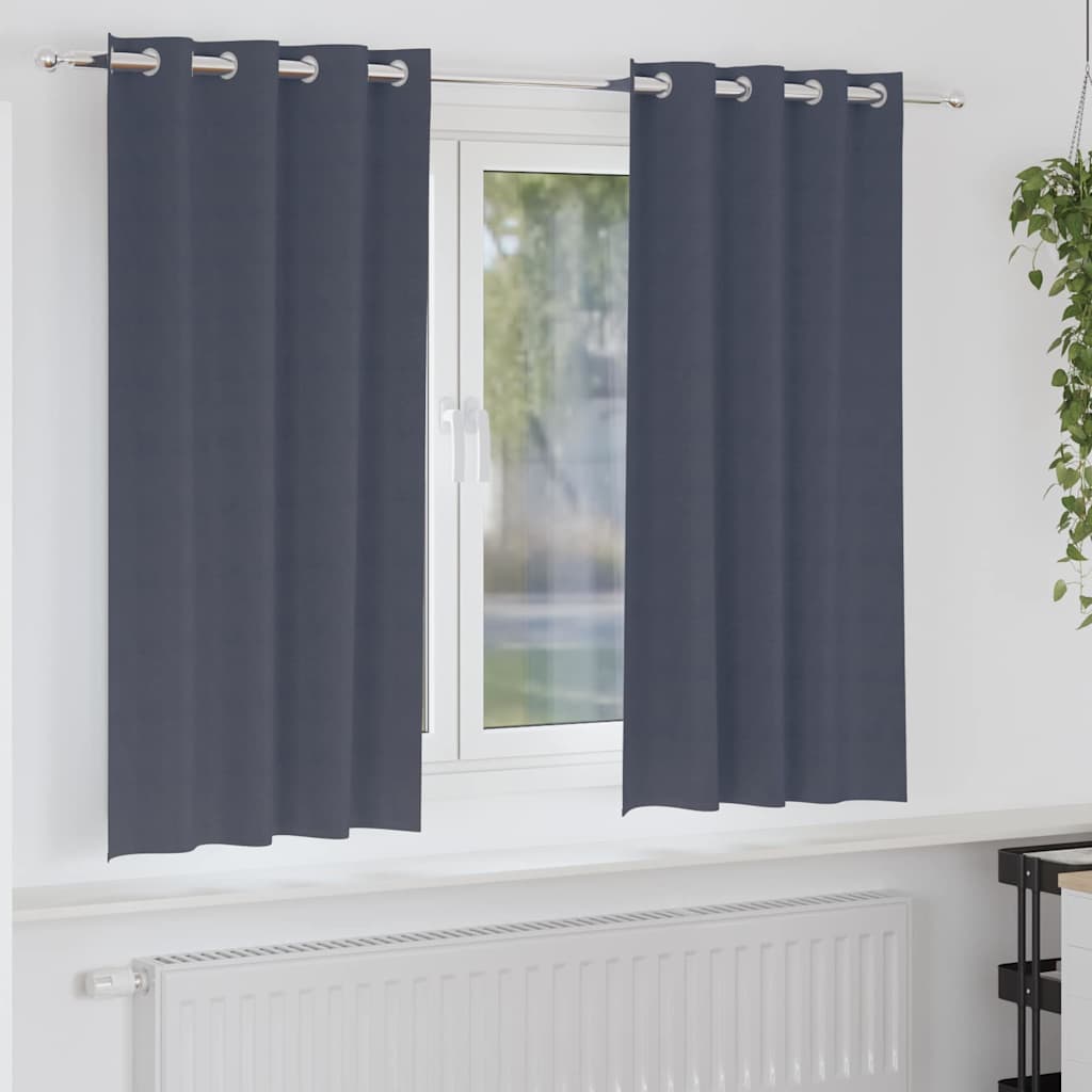 Mørklægningsgardiner med ringe 2 stk. Antracit 175 x 140 cm